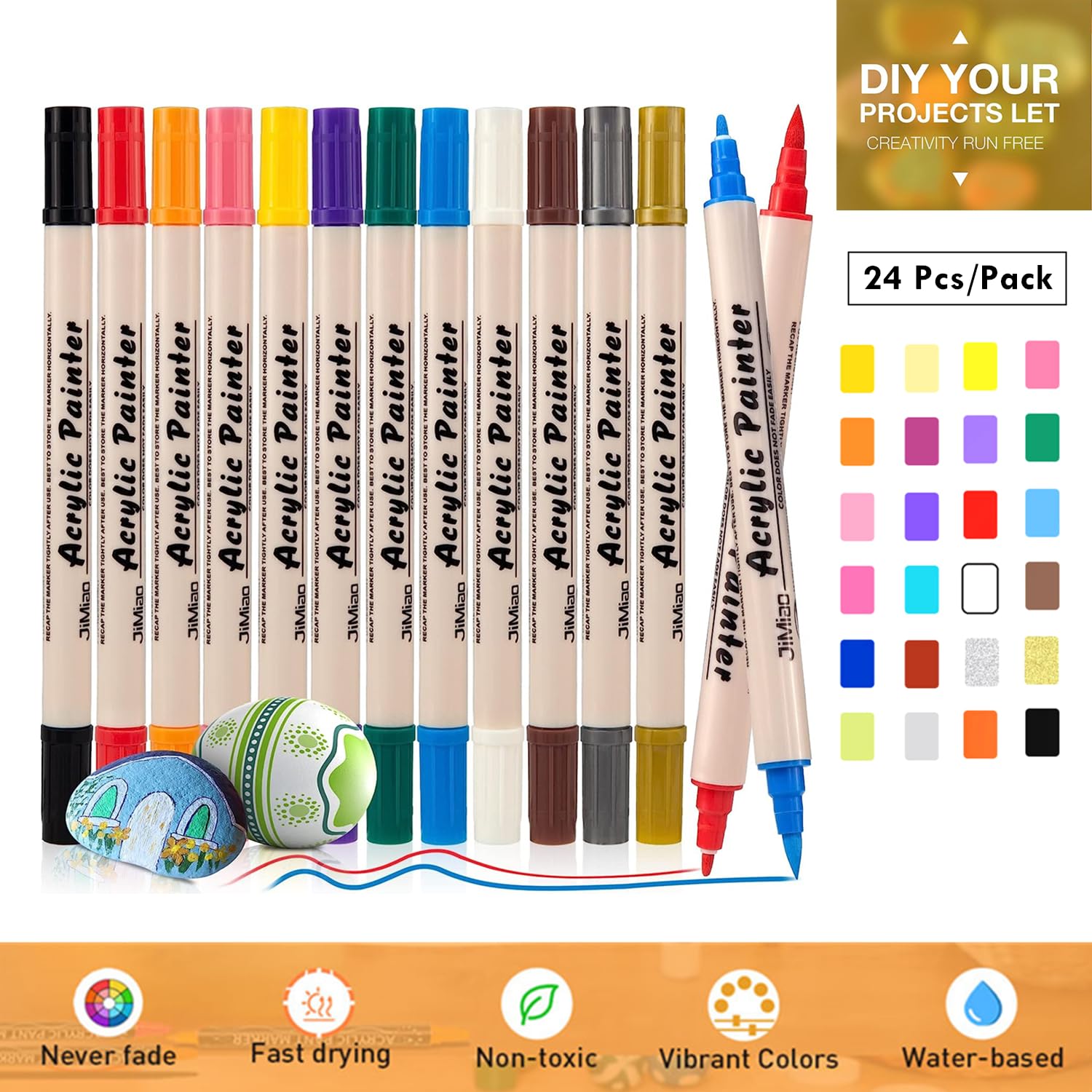 Paint Pens IVSUN 24 Colors Acrylic Paint Marker Pens Extra Fine