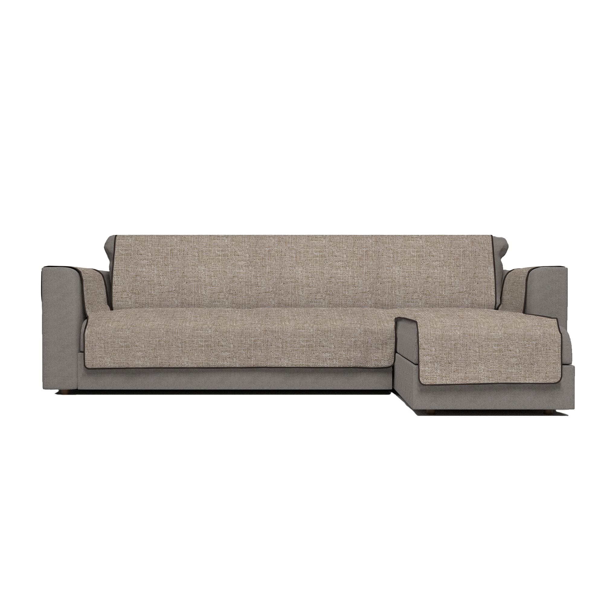 Italian Bed Linen Comfort anti-slip sofa cover with chaiselongue Right, Brown, 190cm