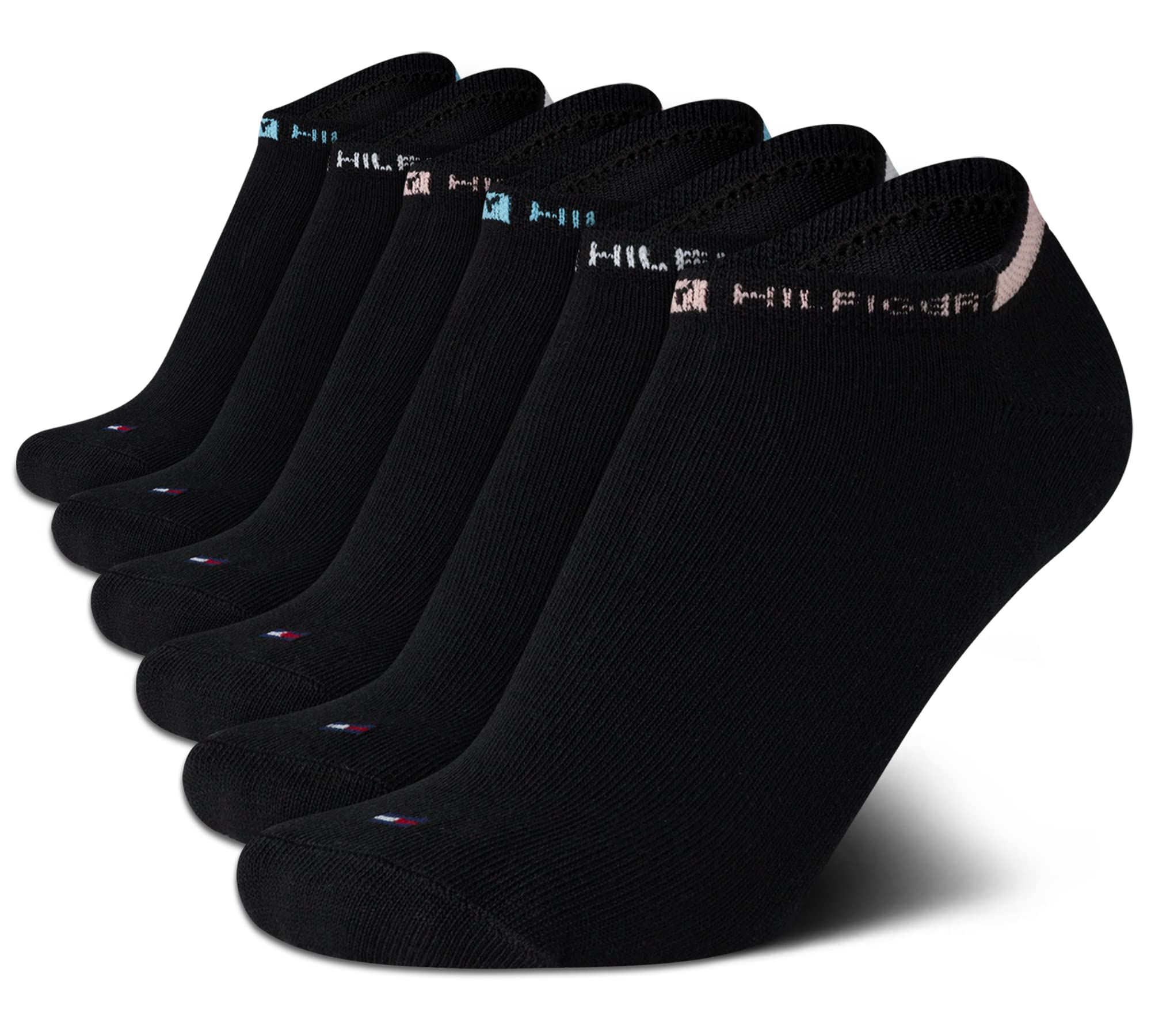 Tommy Hilfiger Womens No Show Socks - 6 Pack Soft Cotton Blend Low Cut Liner Socks for Sneakers, Loafers, Flats (Size: 4-10)