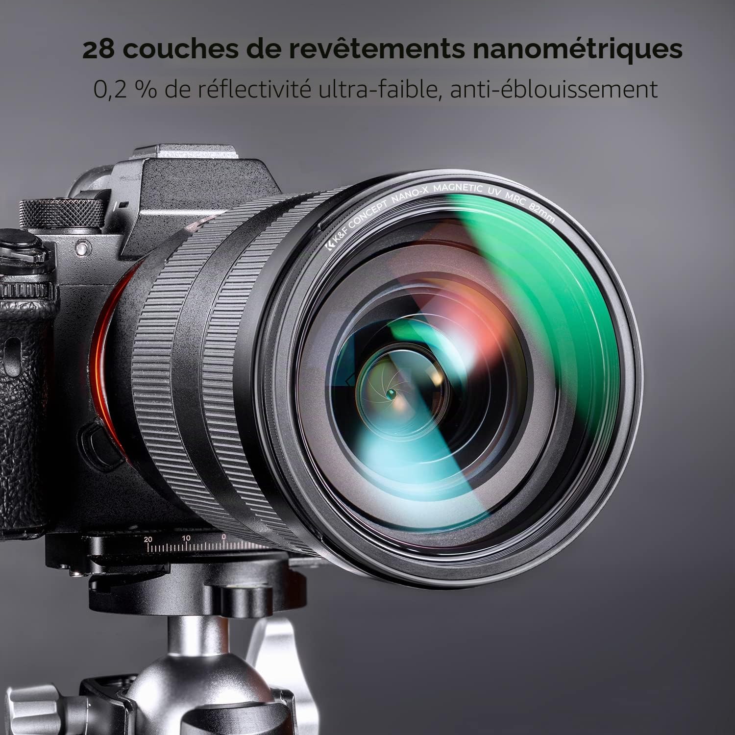 K&F CONCEPT Filtre UV 58mm Protection Magnétique et Bouchon Devant 2 en 1 | Installer Rapidement,Aimanté,HD,Nano-revêtement,Étanche,Résistant à l’huile et aux rayure,Cadre CNC Antidérapant,Nano-X,FG701