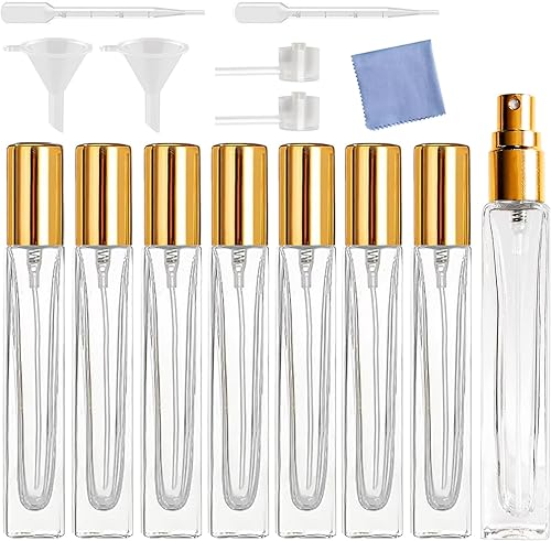 Miniatura 1 de Botella de spray de perfume de 0.3 fl oz, botella de spray de vidrio recargable, mini botella de spray cuadrada de vidrio portátil de viaje, pequeña