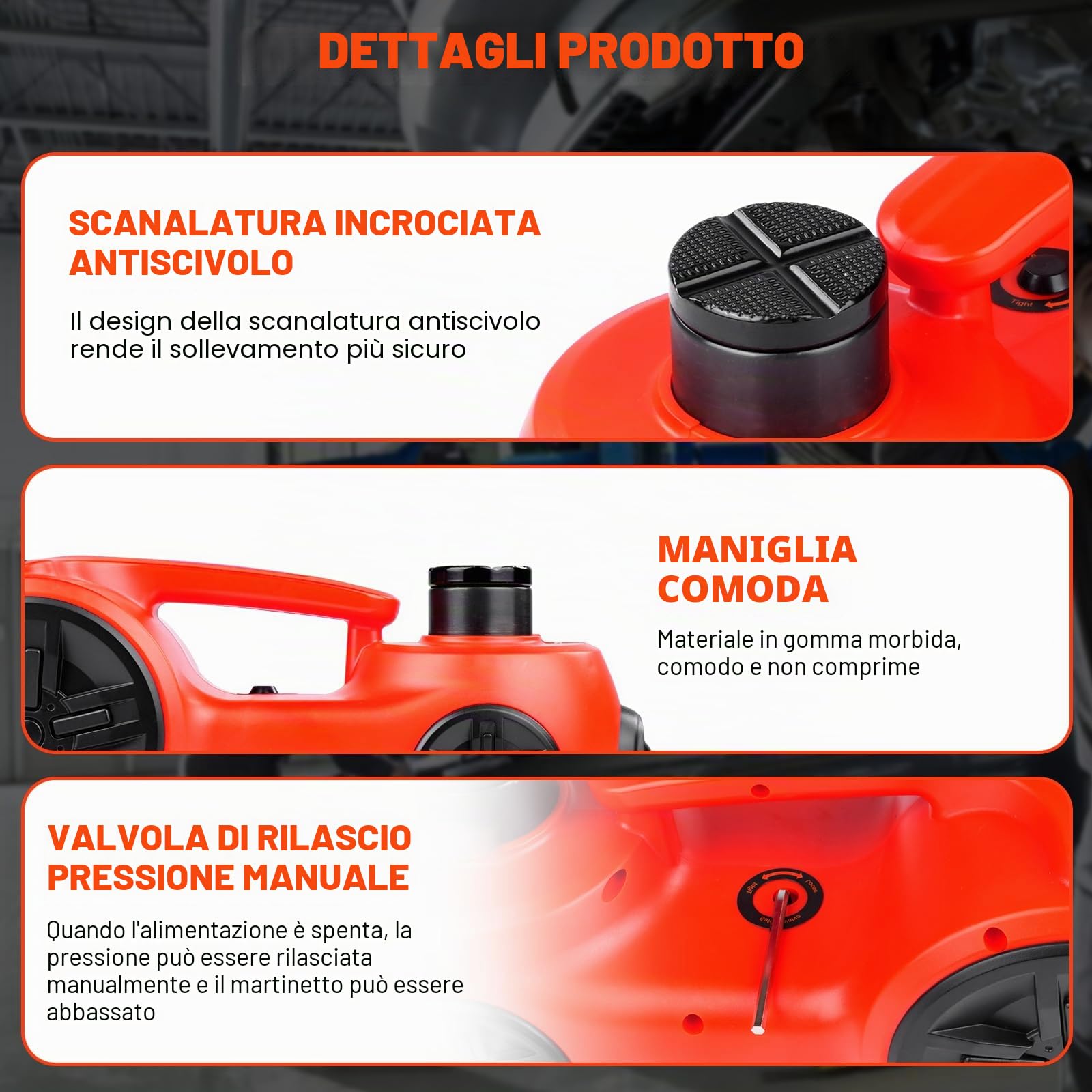 VOBOR Cric Elettrico per Auto, 5T Set di Martinetto Idraulico 12V con Pompa Gonfiabile e Luce LED, 150-450mm Sollevatore per Auto Pickup Emergenza Cambio gomme Garage Riparazione