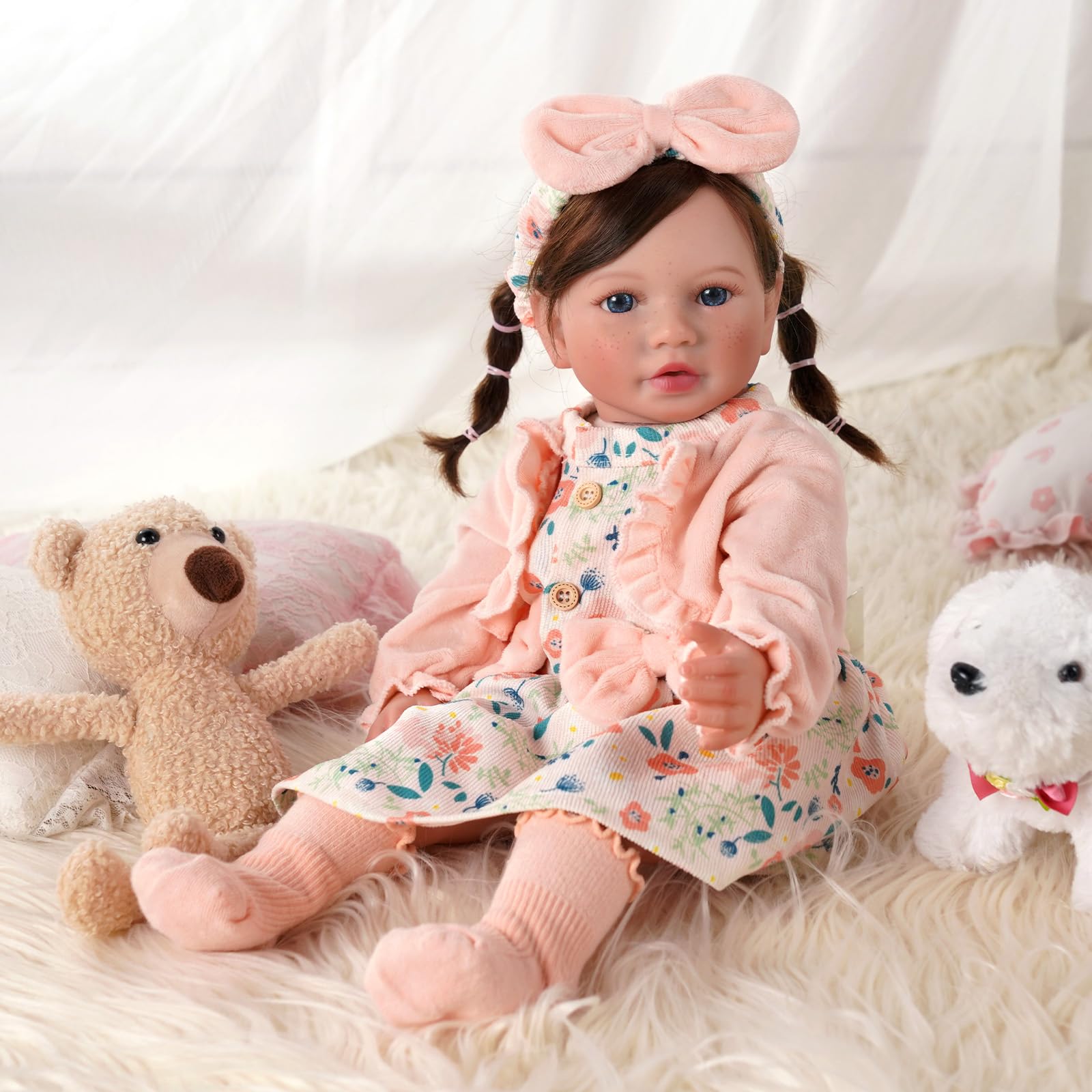 BABESIDE 20-Inch Lifelike Reborn Baby Doll, Reborn Girl with Long Hair - Image 3