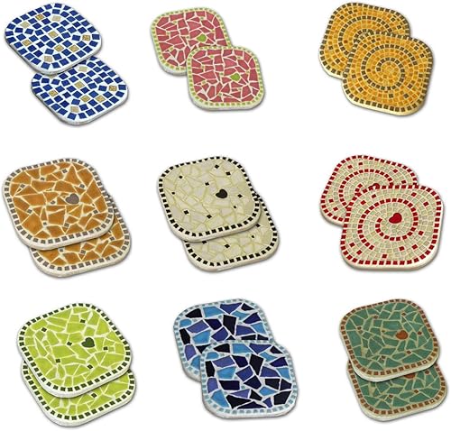 Miniatura 2 de Create Your Own Masterpiece Mosaic Posavasos Kit 2 Piezas Blanco Rojo 3.9 in