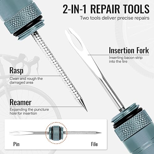 Miniatura 2 de BWSHLF Kit de reparación de neumáticos de bicicleta sin cámara para bicicletas de montaña y bicicletas de carretera, kit de tapones de neumáticos
