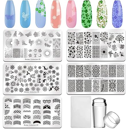 Amazon 1枚 ストライプ 千鳥格子 レース スタンプピング プレート ネイル スタンプ ネイルツール ネイルアート 1 Soul Love ネイルスタンパー ステンシル 通販