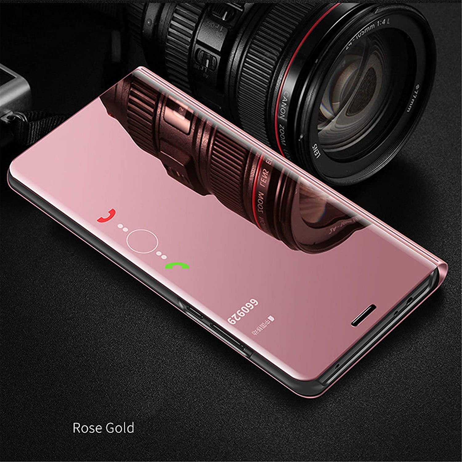 Coque pour Samsung Galaxy S10 - Housse Etui Rabat Miroir Rose Protection Clear View [Phonillico® - Téléphonie