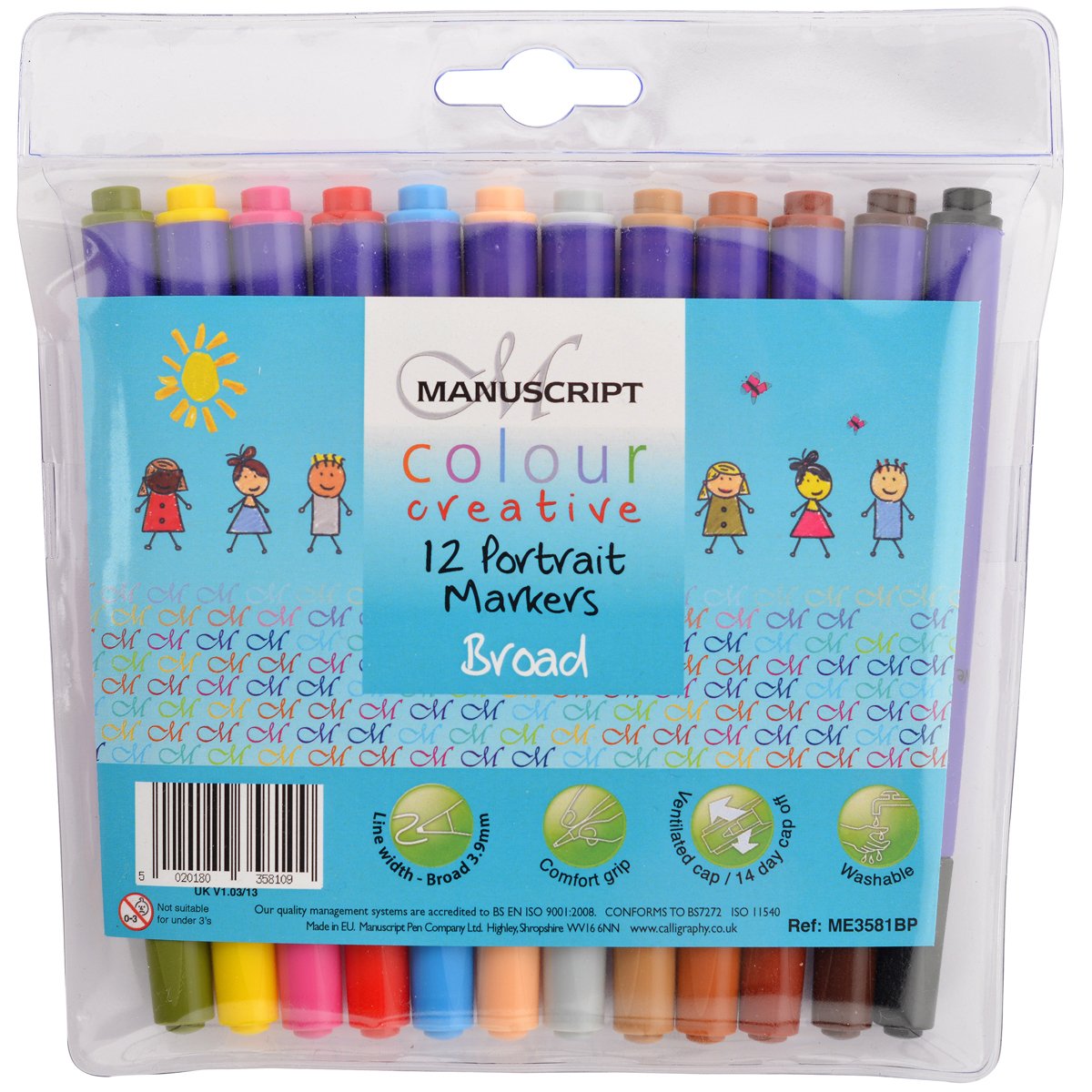 Manuscript Transparent Pen Ink Colour Creative Broad Tip Felt Markers-Portrait