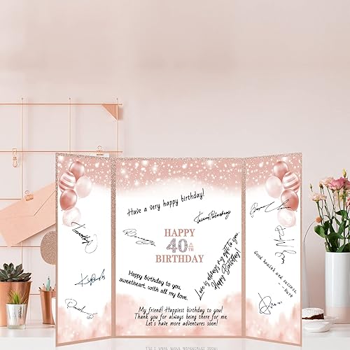 Miniatura 6 de Trgowaul Decoración alternativa para libro de invitados de cumpleaños número 100 para mujer, decoración de feliz cumpleaños número 100 de oro rosa,