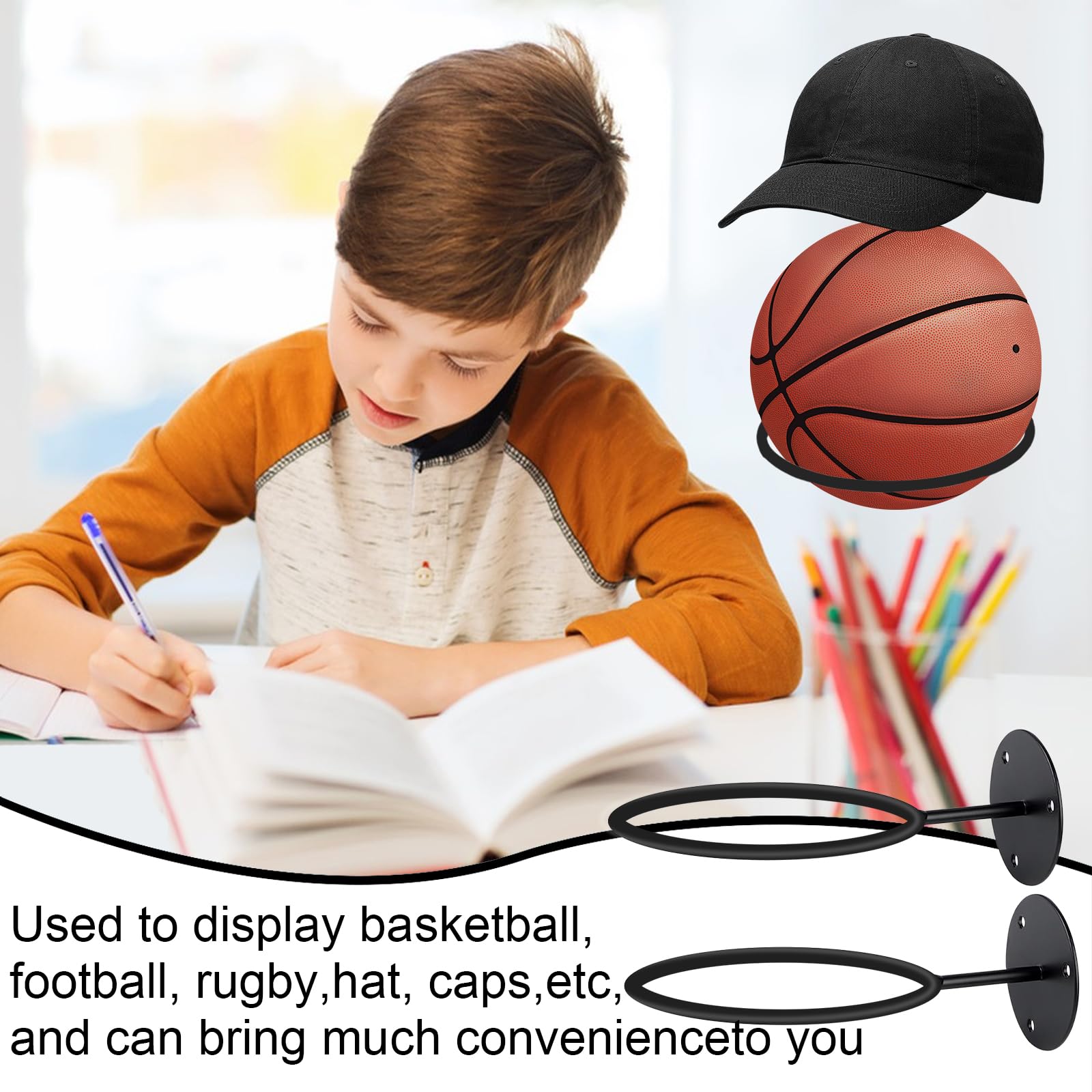 Yesaler Ball Halterung 6er Set - Wandhalterung Für Basketball, Fußball, Volleyball