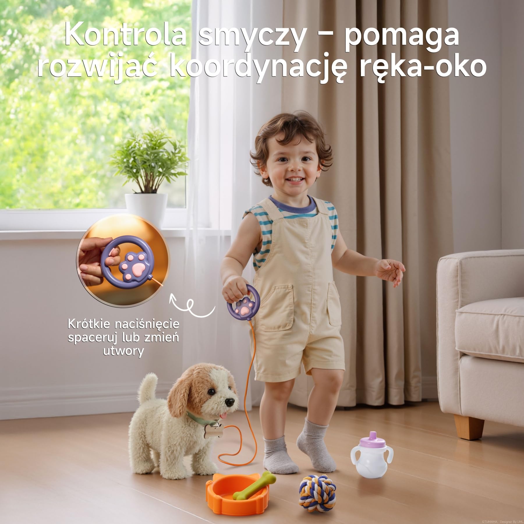 OR OR TU Chodzące Pies zabawki dla psów dla dzieci, chodzenie i szczekanie na smyczy, realistyczne interaktywne zabawki dla psów Pluszowy elektroniczny szczeniak dla dzieci 3+ lat Dziewczynki Chło