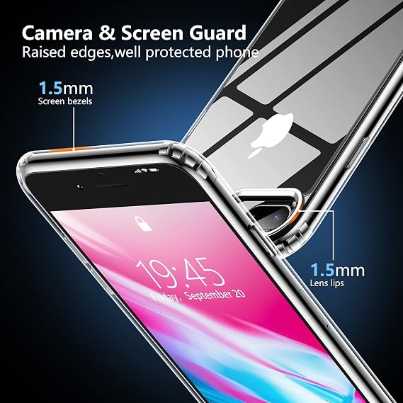 SPIDERCASE iPhone 7/8 Plus用ケース クリスタルクリア 黄変しない ミリタリーグレードの落下保護 強化ガラススクリーンプロテクター2枚 スリム薄型カバー iPhone 7/8 Plus 5.5インチ用ケース クリア