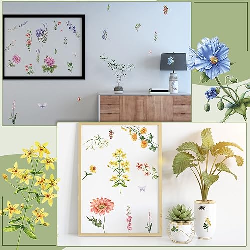 Miniatura 4 de Sinmoe 10 hojas de transferencia de flores para manualidades de 6 x 12 pulgadas, calcomanías vintage botánicas florales para muebles de