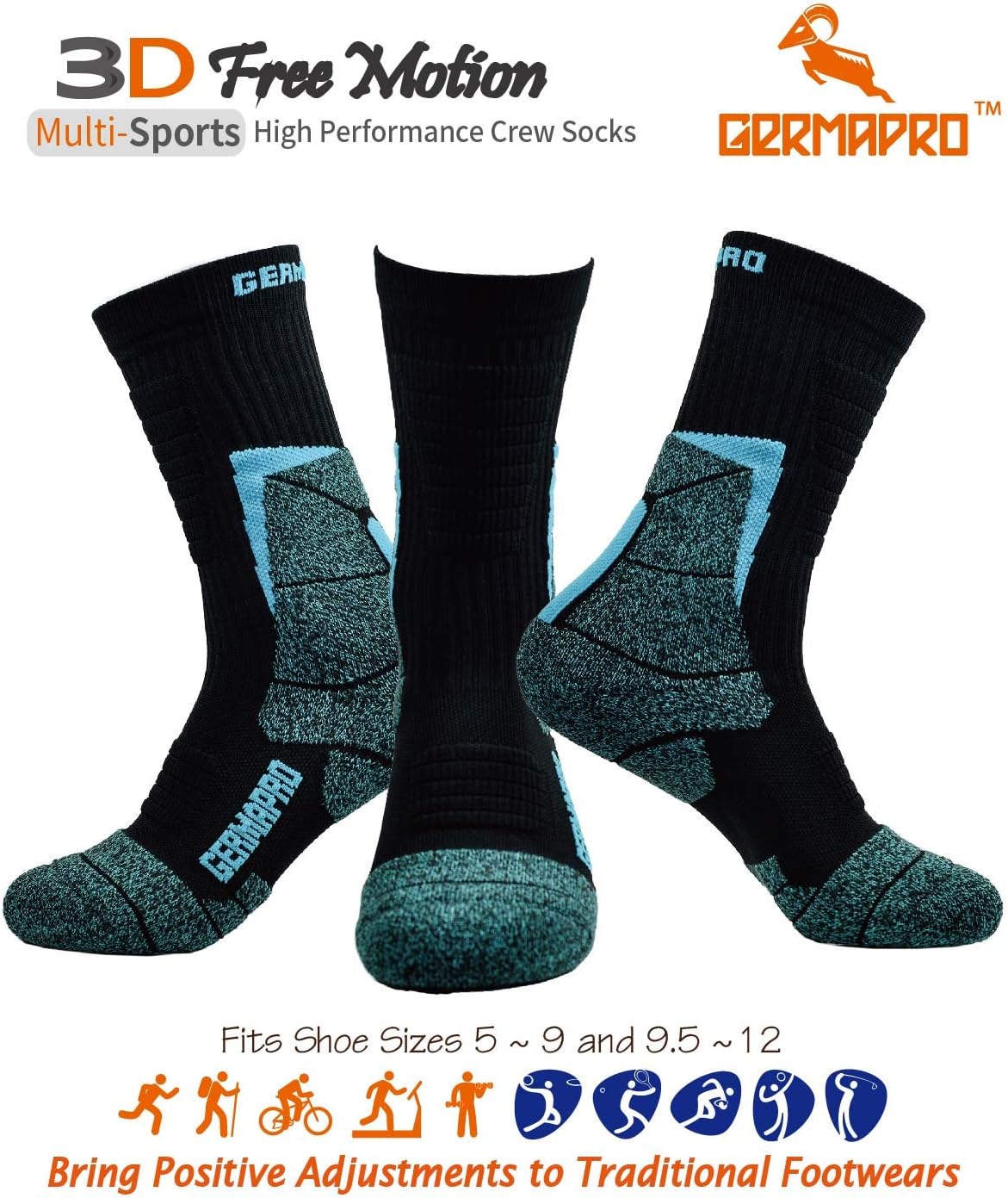 Women's Compression Hiking Socks Boot Socks w/Anti-Stress-Moisture Wicking Germanium & Coolmax Mild-Compression 1/2 Pairs - Image 4