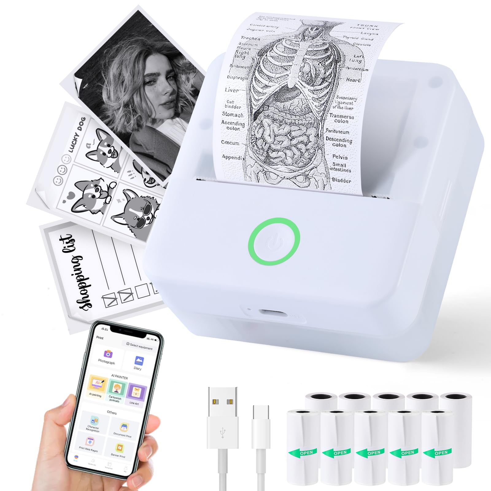 HuiJuKeJi ミニステッカープリンター Bluetooth スマートポケット 