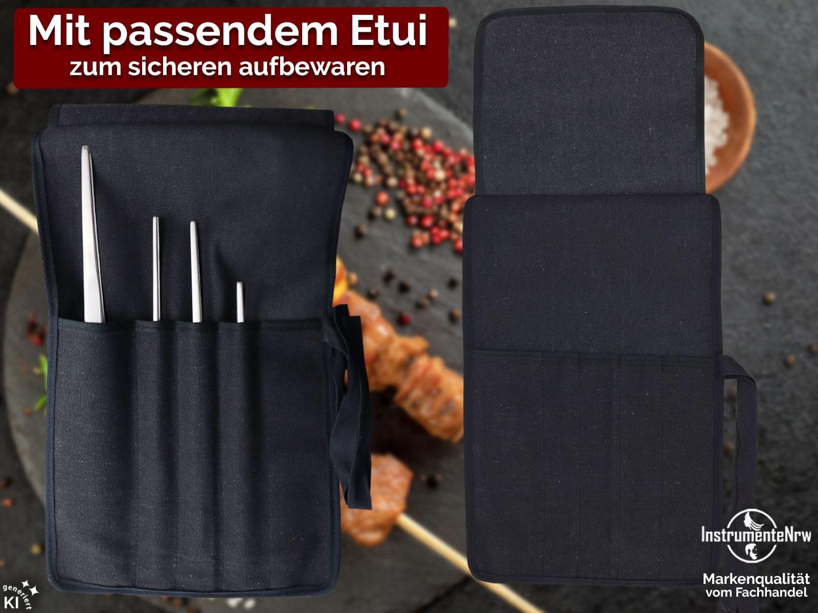 Küchenzangen 5er Set Grillpinzette Kochpinzette Bratzange Küchenwerkzeuge | Gerade Grillzangen mit präzisen Spitzen und Innenverzahnung in verschiedenen Längen mit Etui