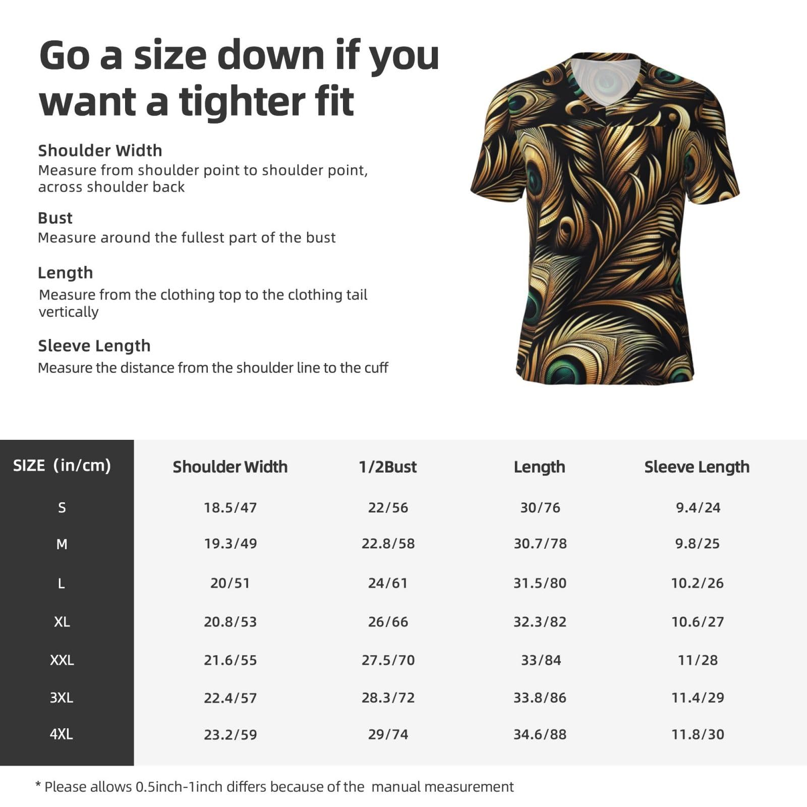 Stylish Athletic Sports Jersey Gold-Black-Feathers-Peacock Men's Rugby Jersey Large