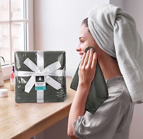 Miniatura 5 de Towel and Linen Mart - Juego de 4 paños de lavado, 100% algodón, de secado rápido, lujosos, altamente absorbentes y suaves al tacto, spa y hotel de