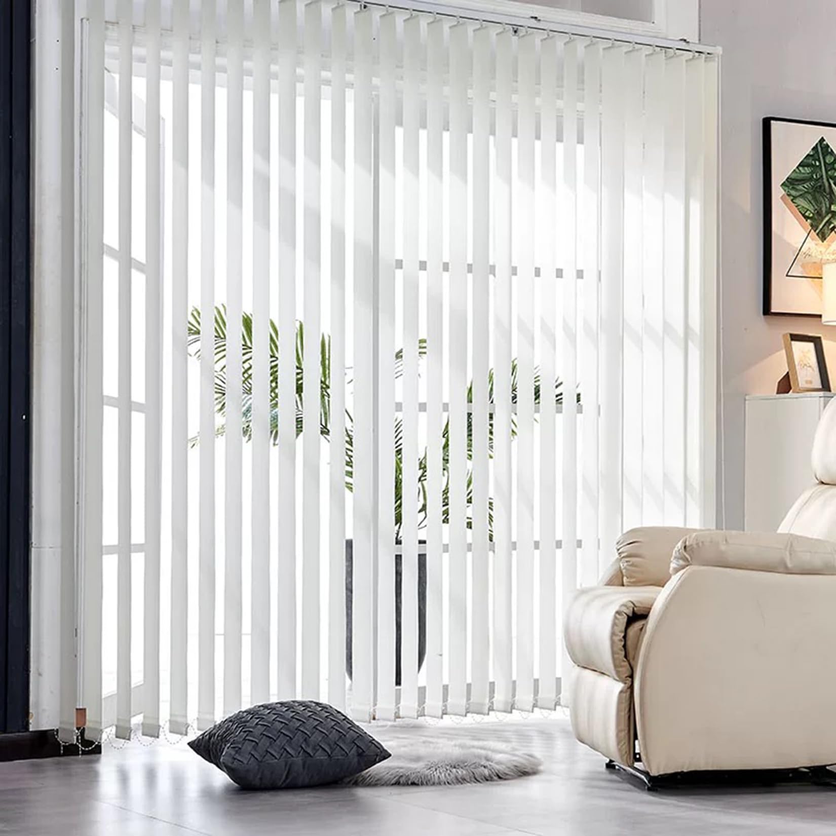 Lamellenvorhang Weiß Vertikaljalousie Komplettset 98mm Verdunkelungsgardine Blickdicht Sichtschutz Sonnenschutz Jalousette für Fenster und Tür,Größe und Farbe Wählbar (140cm x 230cm)