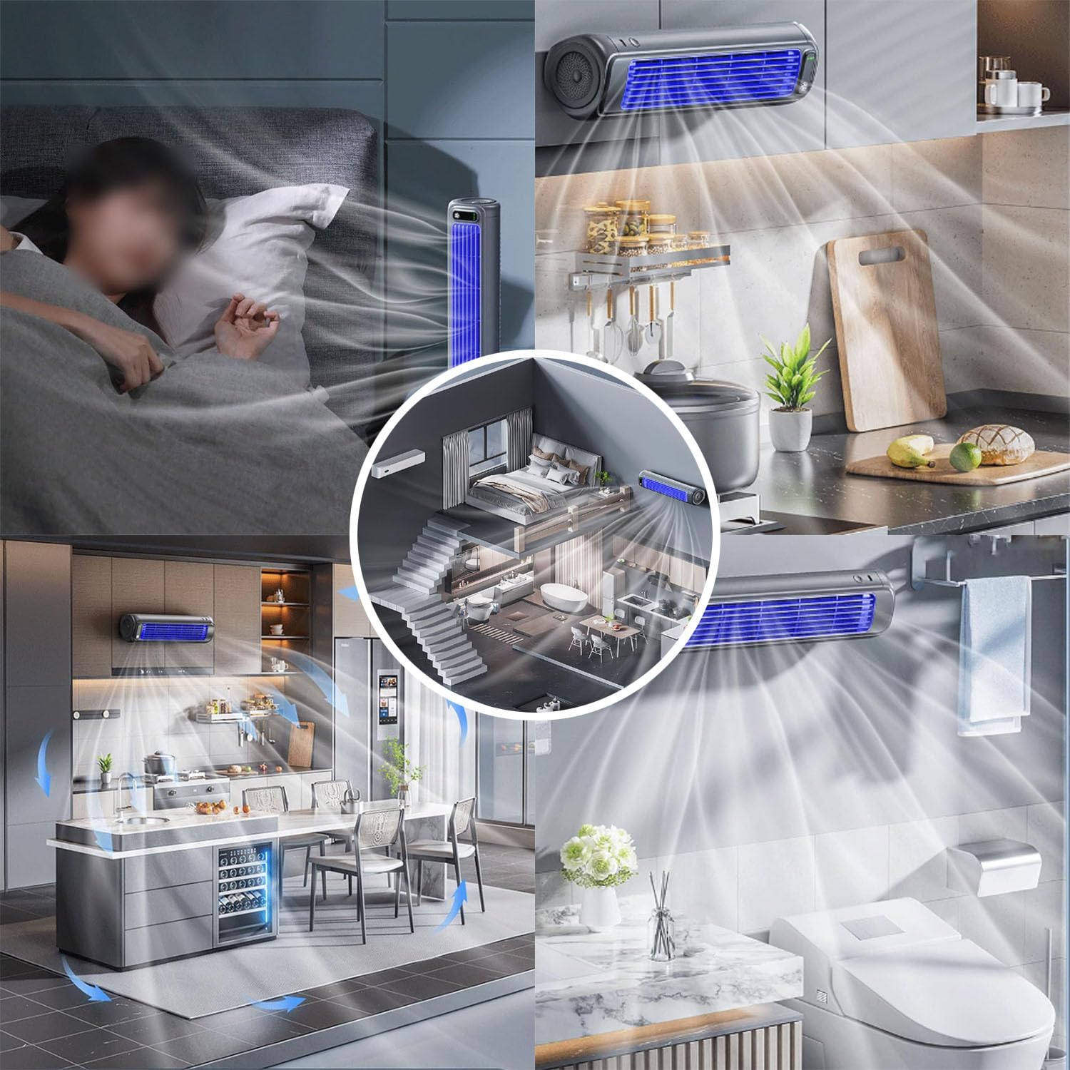 Raffreddatore d'aria portatile con 3 modalità regolabili e display a LED per camera da letto e ufficio