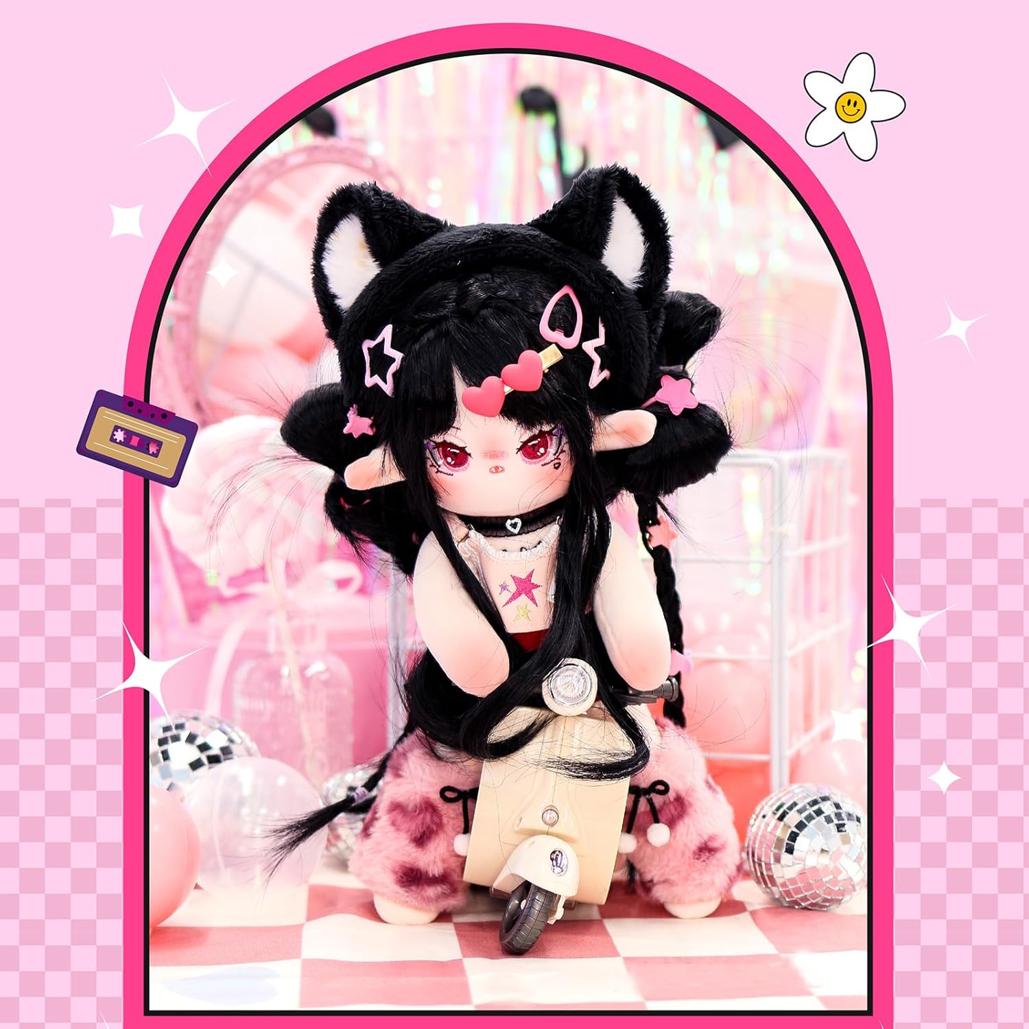 CALEMBOU Plush Doll, 30 cm Cotton Doll with Skeleton, Soft Anime Plush Dress Up Dolls, Kawaii Stuffed Toys Gift Come with Clothes