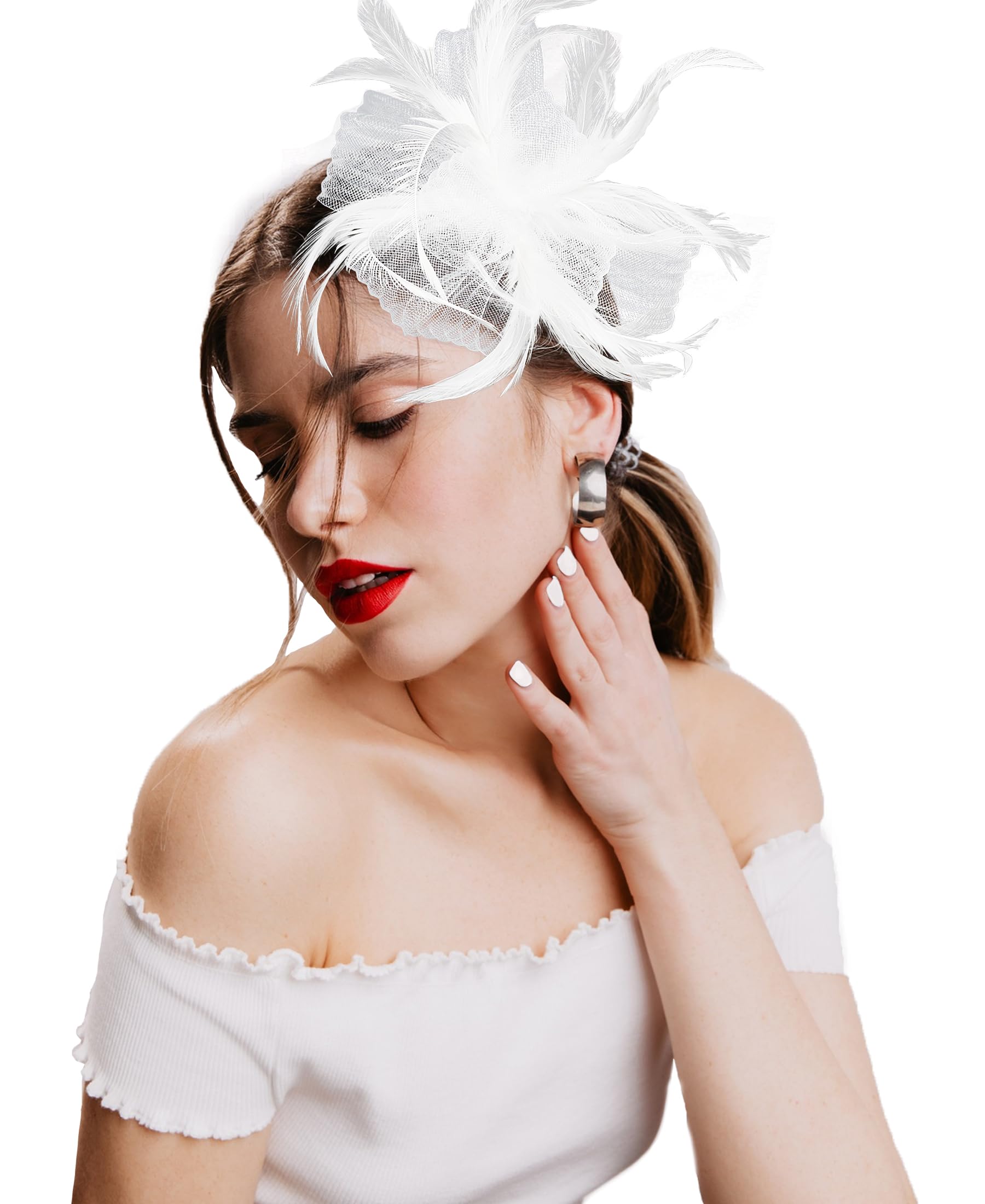 Kidukso Derby Hat Vintage Fascinator Headband Clip White | eBay display picture 3