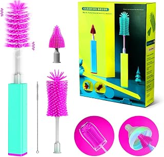 Electric Bottle Brush Set, Silicone Baby Bottle Brush Cleaner with Nipple Brush, Pacifier Cleaner, Straw Brush, Two Speed Cleaning Mode, Waterproof and USB Rechargeable, Gifts for Newborn and Mothers