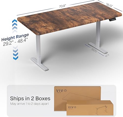 Vista 378 de VIVO DESK-KIT-1W6G - Escritorio eléctrico de pie de 60 x 24 pulgadas, ajuste de altura de memoria, serie 1B, parte superior de nogal oscuro de una