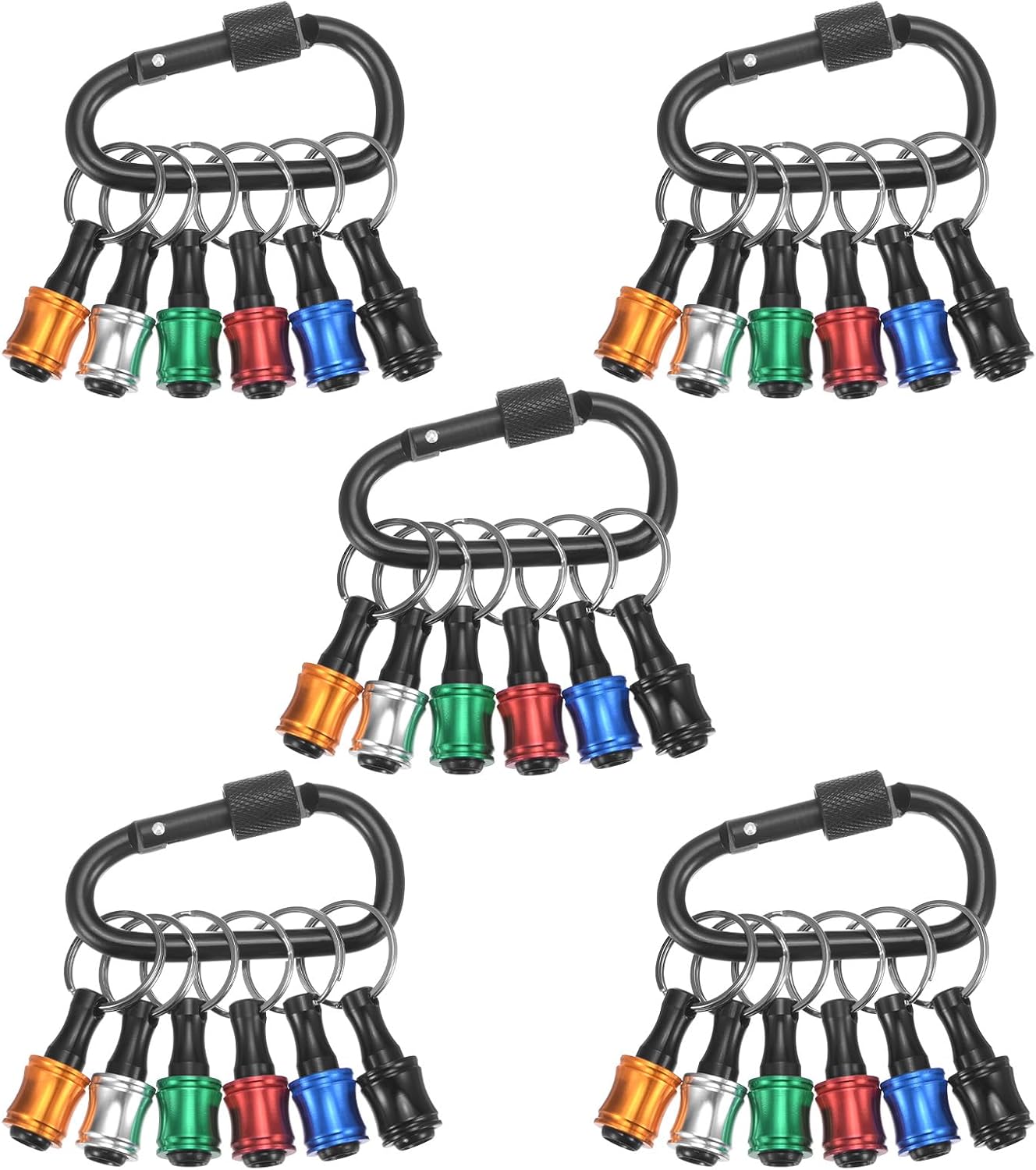 HARFINGTON 30PCS Keychain Aluminum Alloy Screwdriver Bits Holder Extension Bar Release Drill Screw Adapter Quick-Change Portable Lightweight for 1/4 in Hex Shank