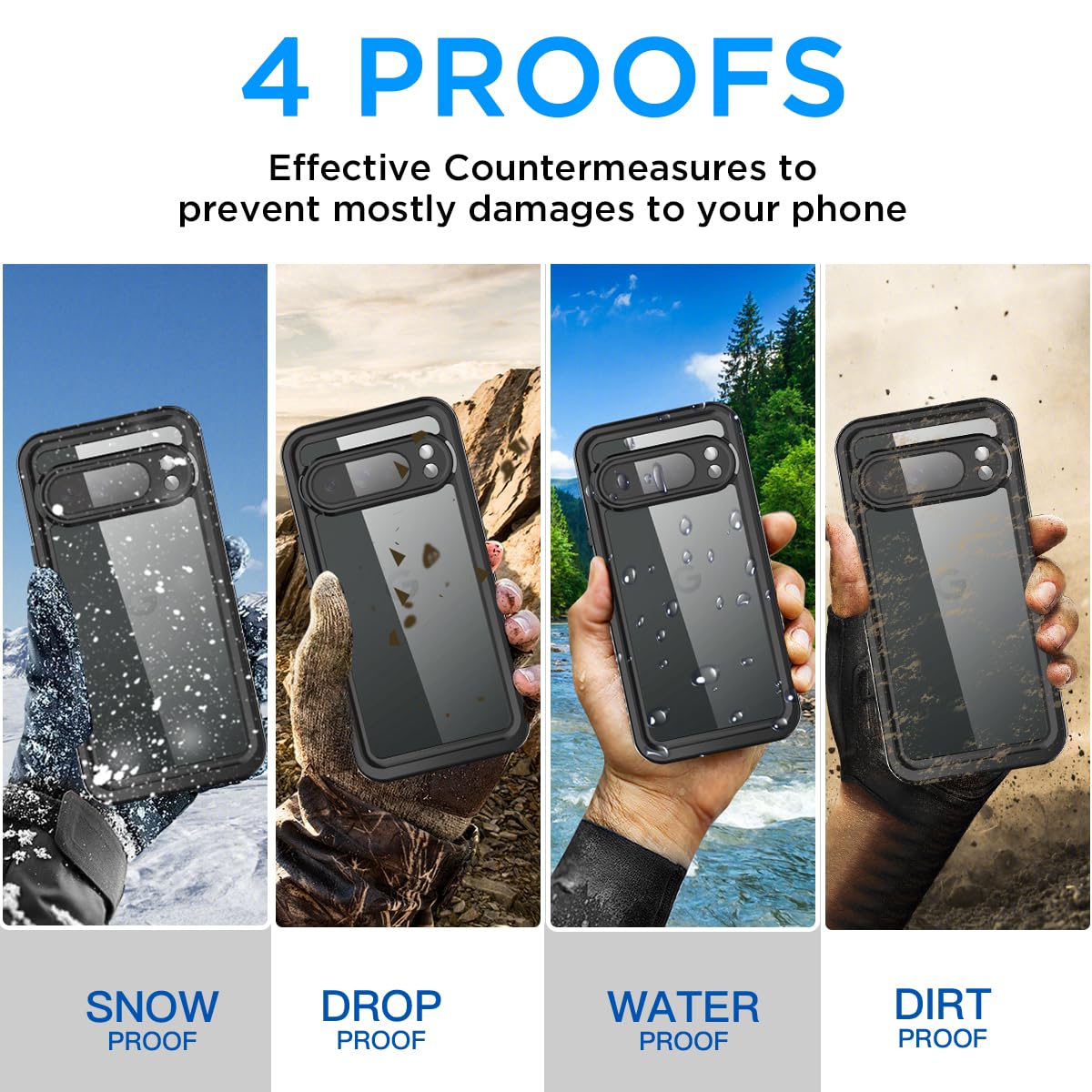 AICase für Google Pixel 10 Pro XL Wasserdicht Hülle 360 Grad Schutz Outdoor Rundumschutz IP68 zertifizierter Ganzkörperschutz,Unterwasserschutzhülle für Google Pixel 10 Pro 2025
