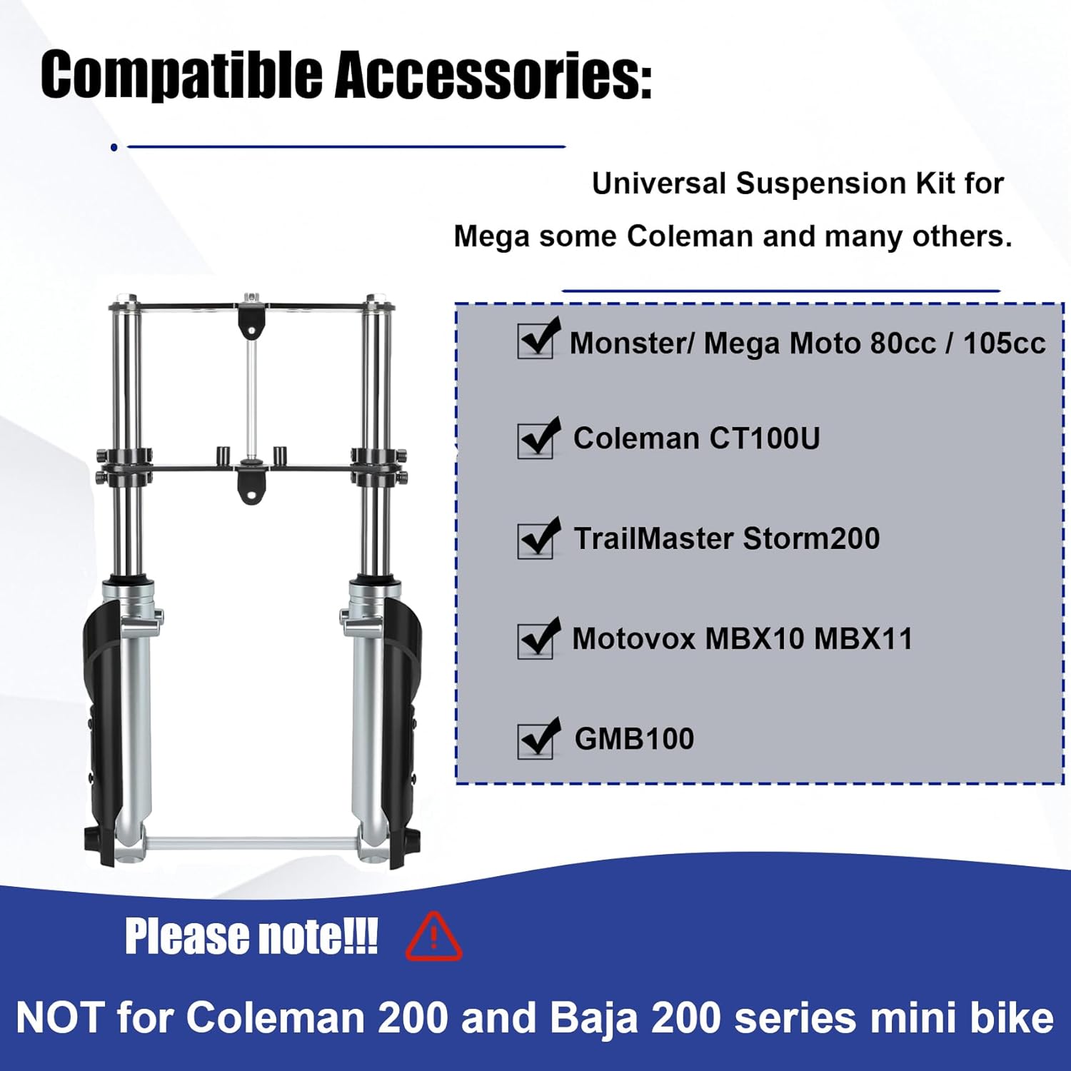 Mini Bike Suspension Kit-Mini Bike Front Fork Suspension Kit Replacement for Coleman CT100U/TrailMaster Storm 200/GMB100,Universal,Small Motorcycle Shock Absorber Fork Frame Upgrade Kit(Silver)