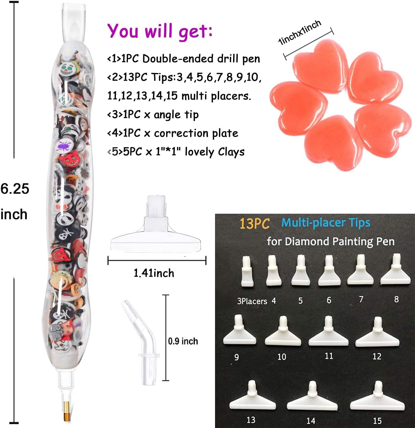 Praise V Do Halloween Diamond Art Painting Accessories Tool Kit Drill Pen for Adult, 5D Stylus Tips Placers Heads and Clay