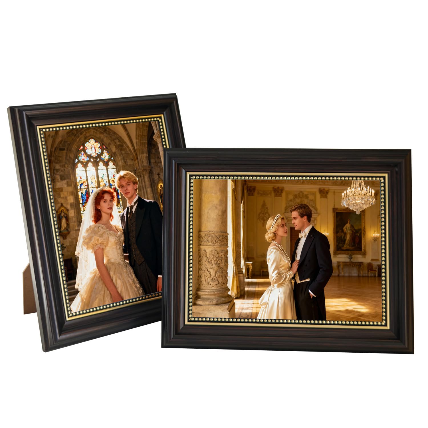 Pigpigfly Brown 2 Pack Vintage Photo Frame, Antique Style 7X5 Inch Picture Frames Set For Tabletop & Wall Mount, Distressed Resin Photo Frames, Rustic Home Decor Gift For Family, Loved Ones