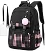 Aryan Black Backpack Womens School Bags for Girls Teens,17In Lightweight Cute Womens Laptop Rucksack Bag Casual Daypack Backpack for School College Travel (Black)