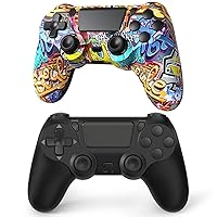 Vista 7 de TIANHOO Controlador inalámbrico compatible con PS4/Pro/Slim, con retroalimentación de vibración, detección de movimiento, panel táctil, barra