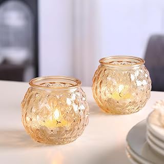 DARJEN 8 Pcs Gold Votive Candle Holders 2.55"x2.6" Tealight Candle Holder | Size Upgrade Design for Home Decor, Elegant Candle Holder for Party & Dinner Table Centerpieces, Living Room Decor Gifts