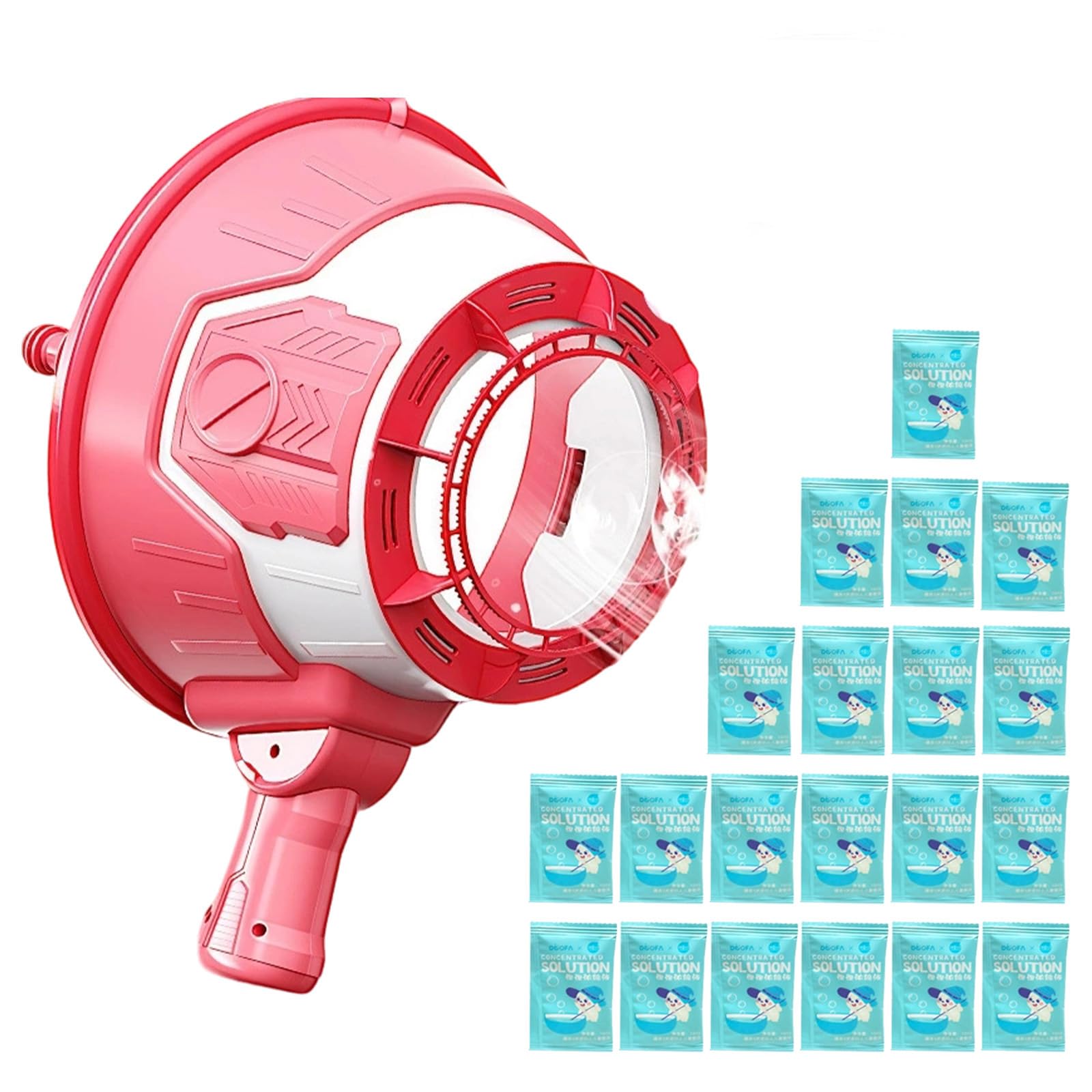 Airzooka Air Cannon Toy - An air Vortex Cannon Bubble Gun with Bubble Blaster Effect, Bubble Solution, Outdoor Entertainment Tool for Garden Party Beach Games and Interactive Fun (Pink,42 packs)