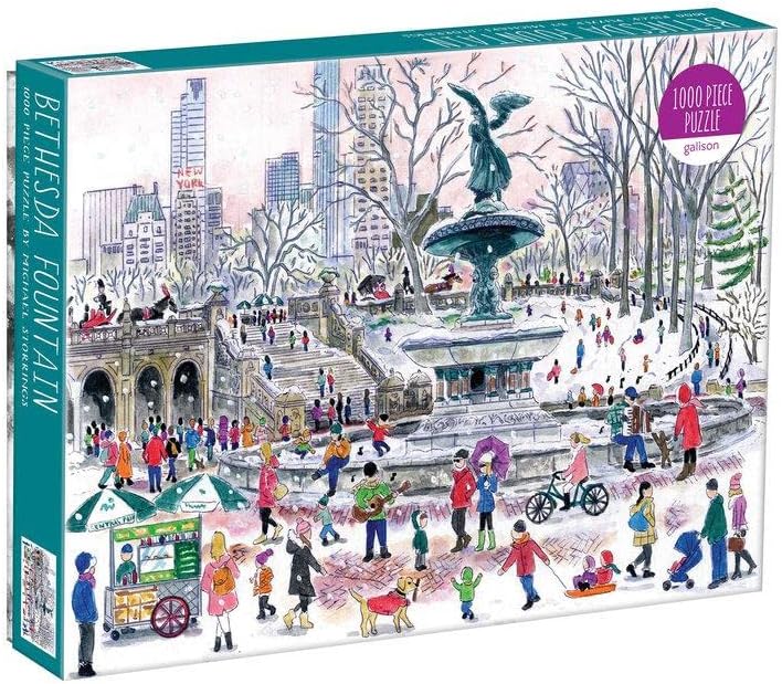 Galison Michael Storrings Bethesda Fountain Jigsaw Puzzle,27” x 20''Illustrated Art Puzzle with Scene from a Central Park Landmark Challenging Family Friendly Fun Indoor Activity,Multicolor