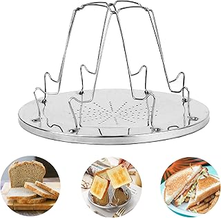 MeYuxg Porte-Toast Pliable en Acier Inoxydable, Grille-Pain portatif Simple, 4 Slice Toast Rack, Porte-Toast Polyvalent Pour Kitchen Extérieur Camping Activités