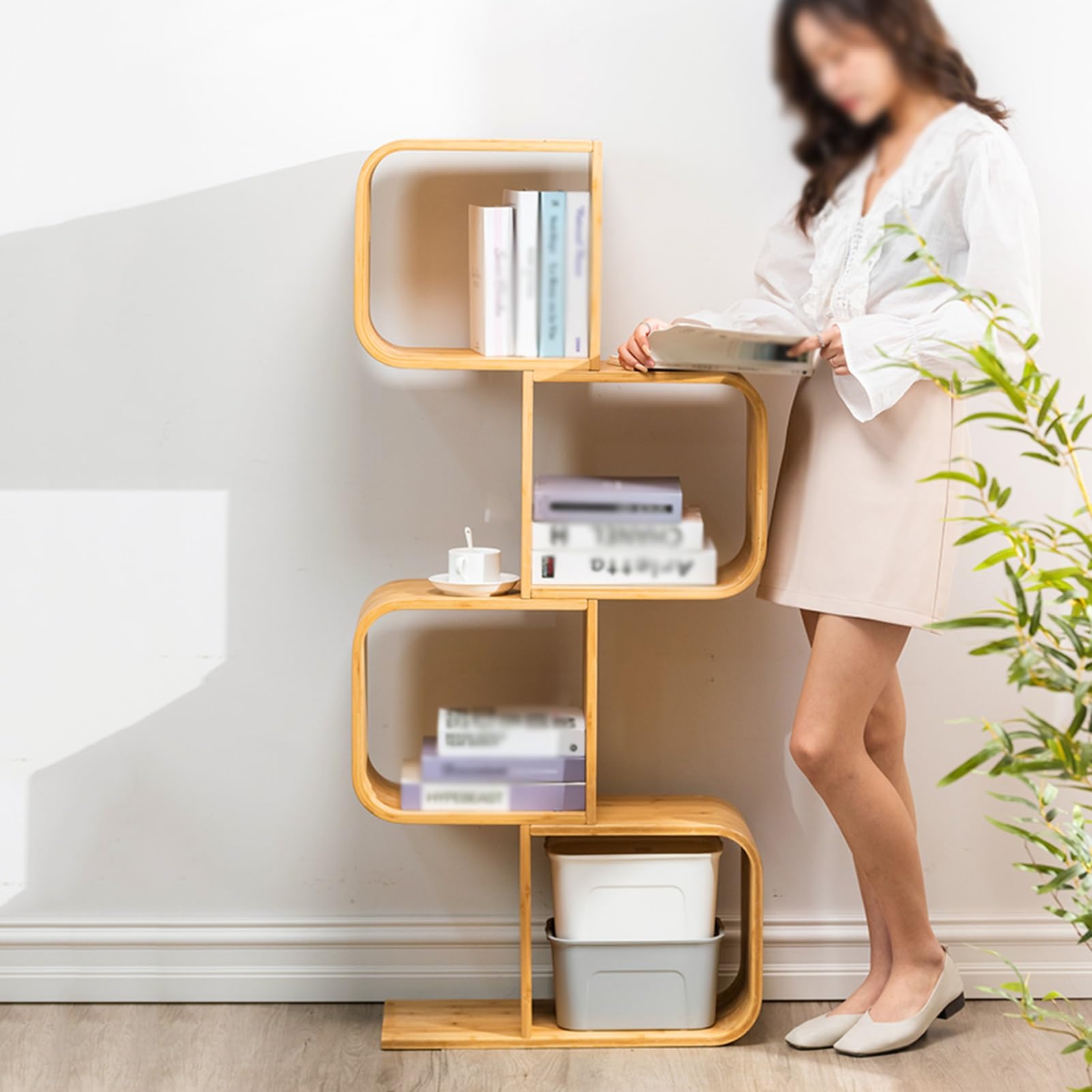 Amazon｜1～5段クリエイティブ本棚、オープンキューブ付き幾何学