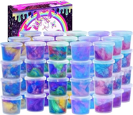 48 Packs Galaxy Putty Slime, Party Favor for Kids Girls & Boys, Adults, Non Sticky, Stress & Anxiety Relief, Wet, Super Soft Sludge Toy,Easter Basket Stuffers