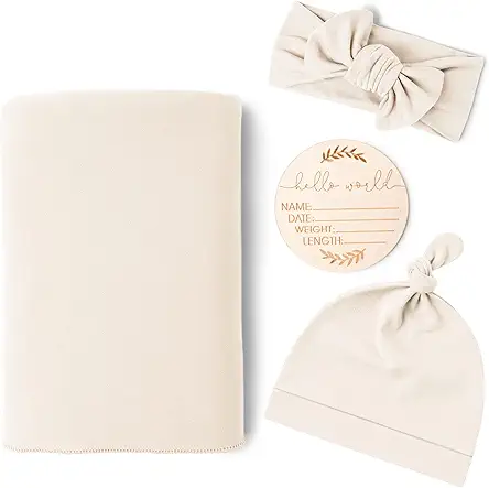 Konssy Baby Girl Newborn Receiving Blanket with Matching...