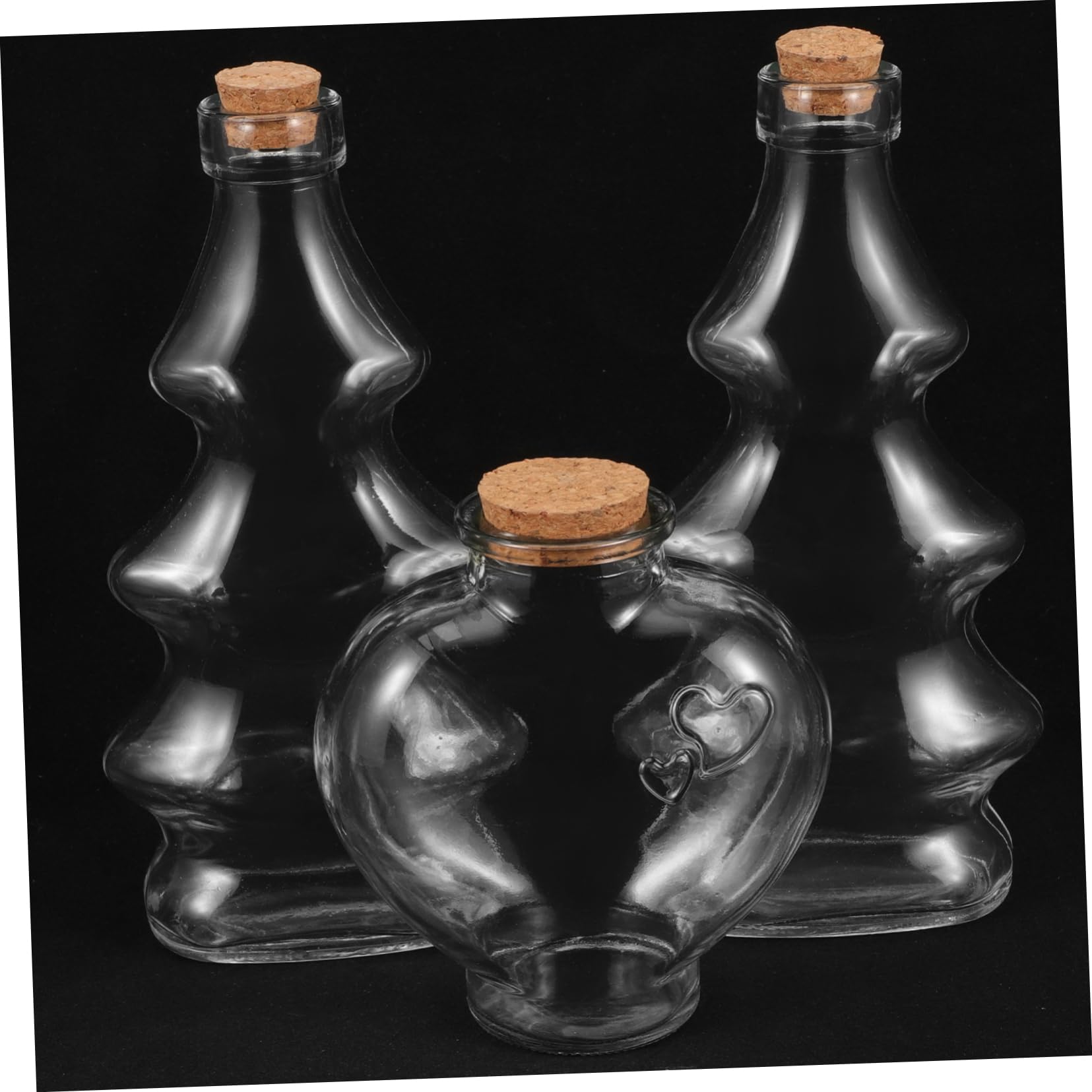 Cabilock Botellas Decorativas Formas de Árbol y Corazón Conjunto de 3 de Vidrio y Multifuncionales Ligeras para Ceremonia de Arena en Bodas para Decoración DIY