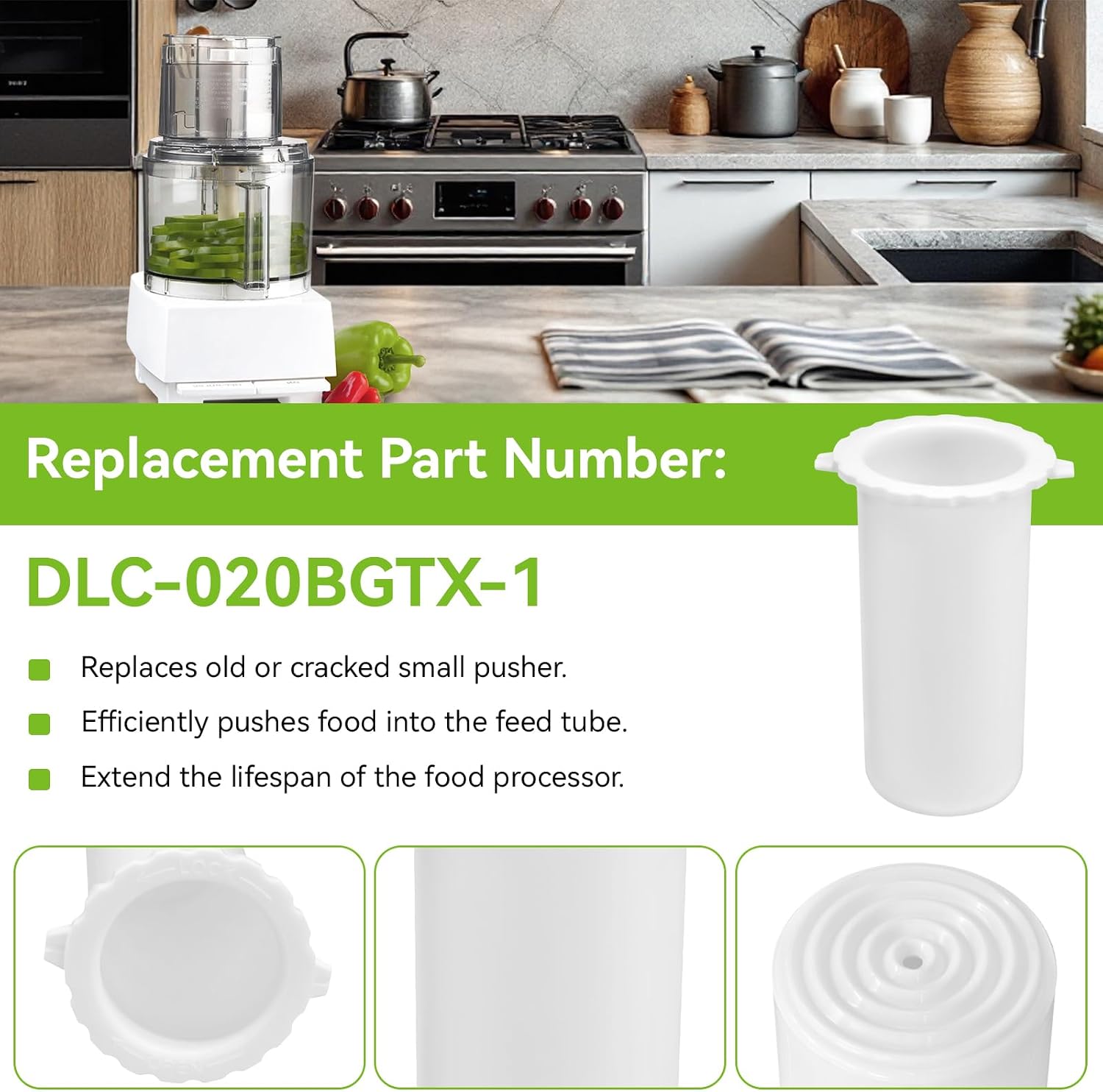 Small Pusher DLC-020BGTX-1 for Cuisinart DLC-8S, DLC-8SY, DFP-11, DFP-14 Food Processor, Replacement Pusher for Custom 11,14, Deluxe 11,14, Custom Pro 11 Cup Food Processor Parts