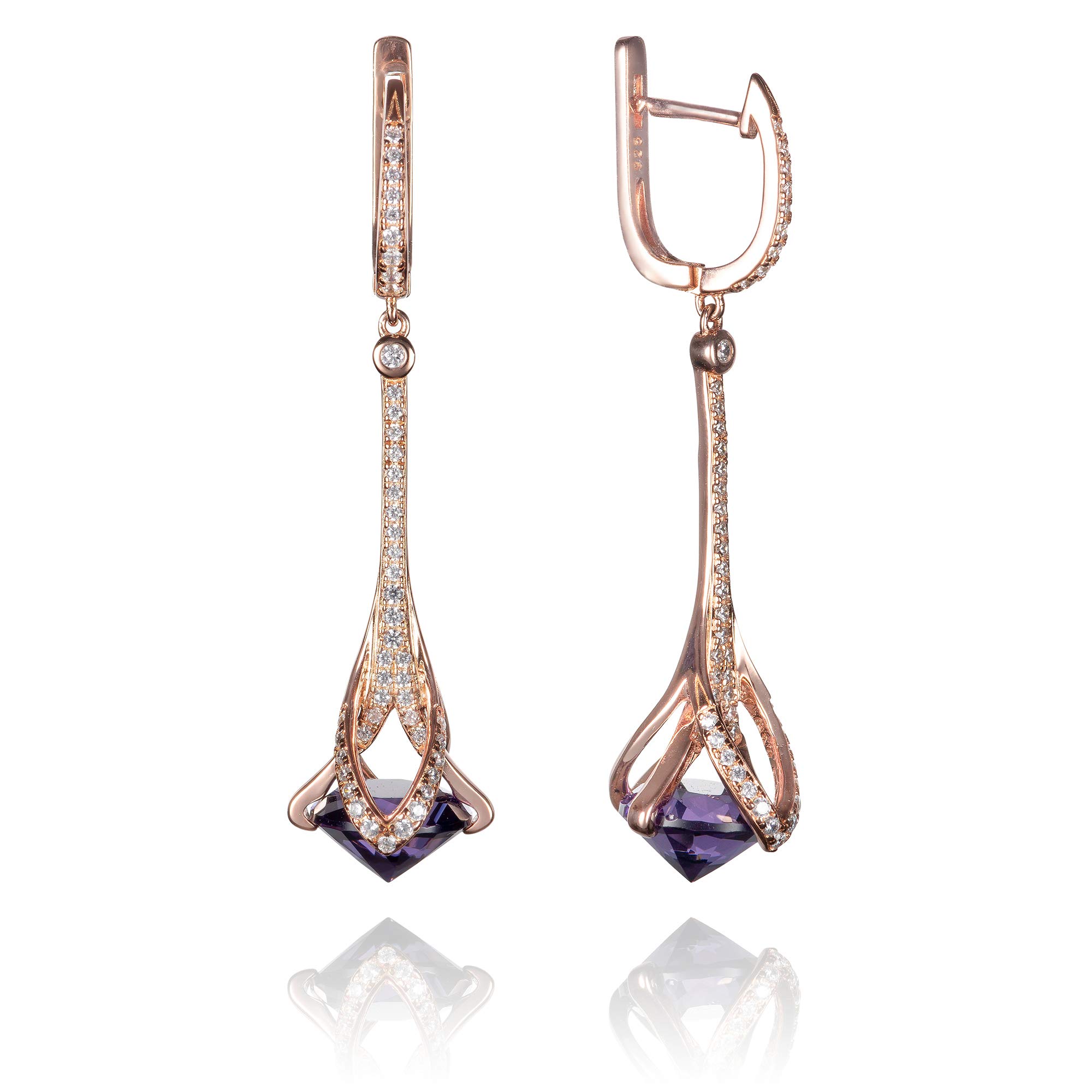 namana 925 Sterling Silber Tropfenohrringe für Damen in Silber, Gold oder Roségold, Elegante Ohrringe für Frauen mit farbigen Steinen und Cubic Zirkonia, Lange Ohrhänger für Frauen