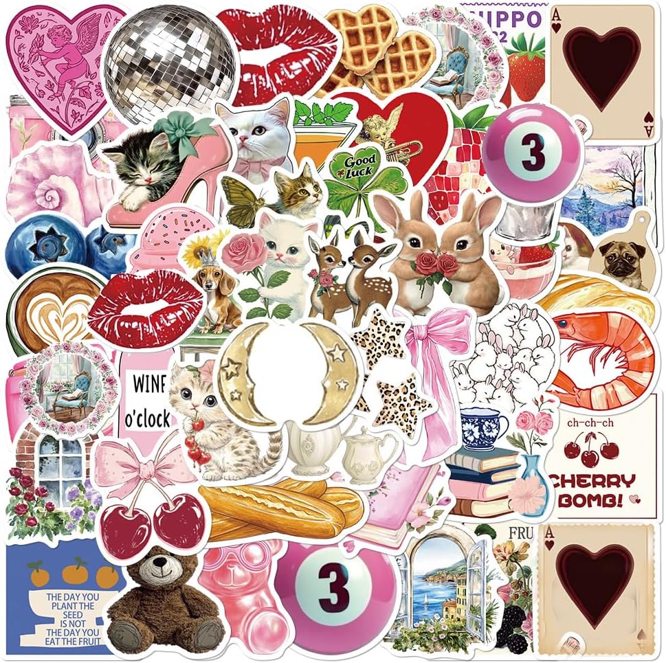 Amazon.com: Aesthetic Stickers 100PCS Y2k Stickers Coquette Stickers ...