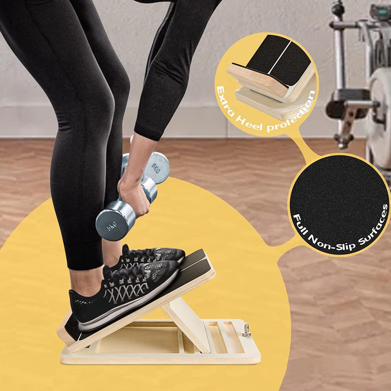 Tavola inclinata regolabile in legno – colore legno antiscivolo incline stretch, barella polpaccio squat board, recupero lesioni attrezzature pieghevole per stretching per palestra domestica | stretch, barella polpaccio squat board, recupero lesioni attre