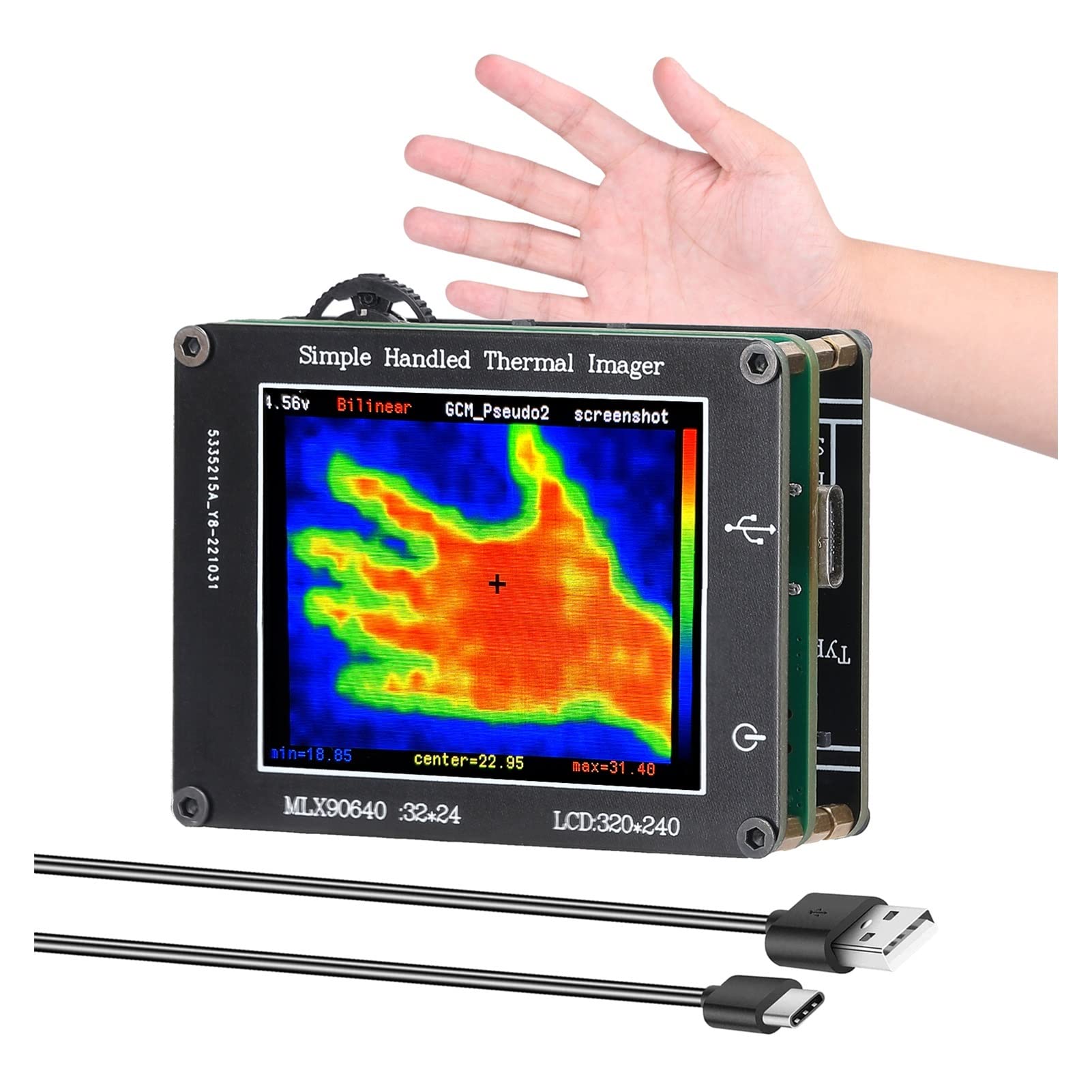 Cámara Térmica Cámara termográfica de mano con sensor infrarrojo Cámara de imágenes con resolución de 240 * 320 LCD de 2,0 pulgadas Prueba de temperatura de -40 ℃ a 300 ℃ de alta resolución