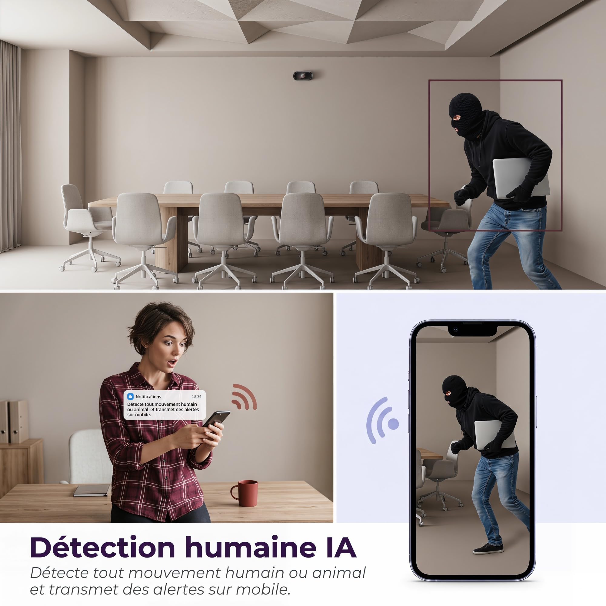 Générique Mini ukryta wewnętrzna kamera WiFi 1080P | Noktowizor, wykrywanie ruchu, alarmy push - idealne do monitorowania domu, niemowląt, zwierząt