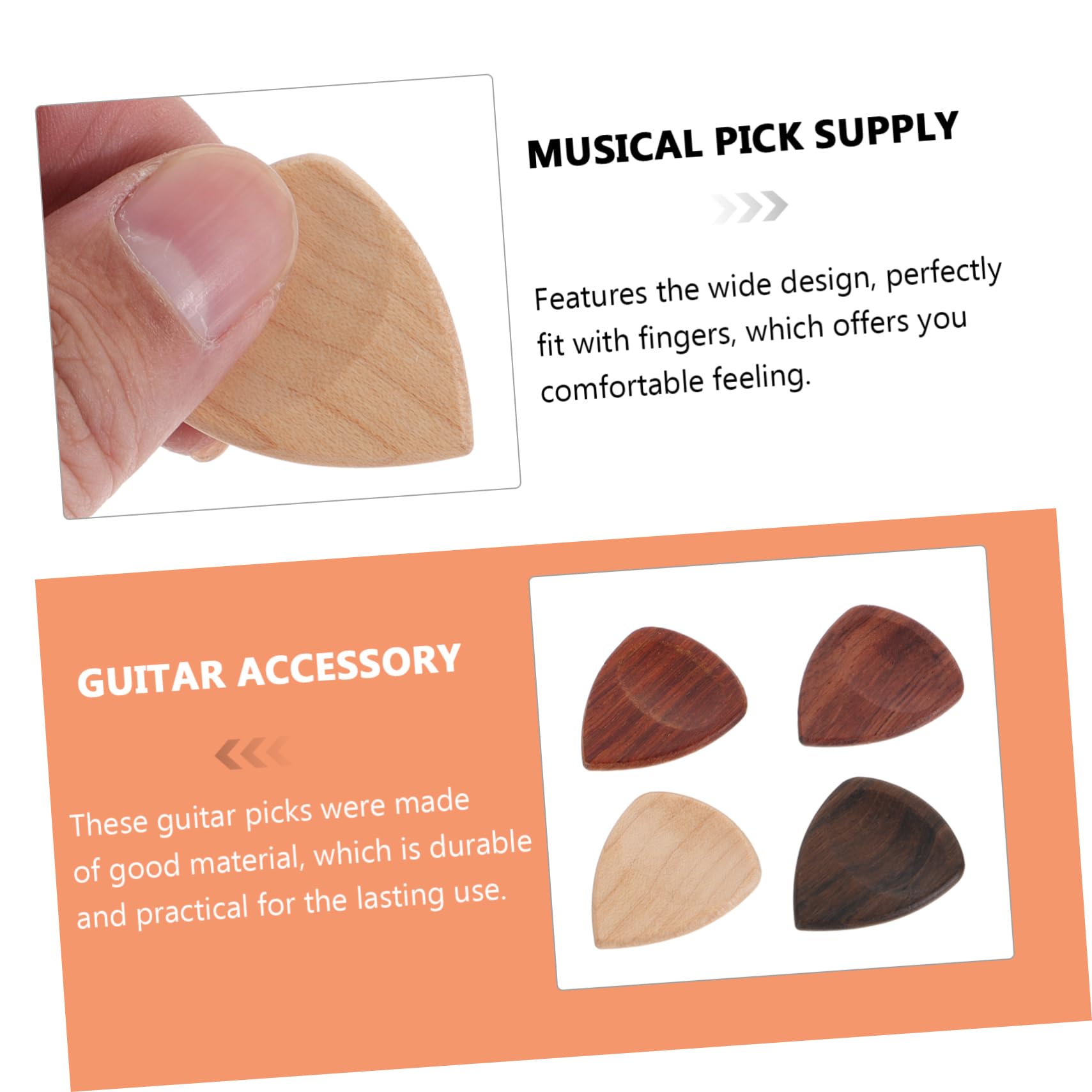 VICASKY 20piezas Púas De Guitarra De Madera Natural Para Guitarra Eléctrica Textura Sólida Accesorios Duraderos Para Músicos